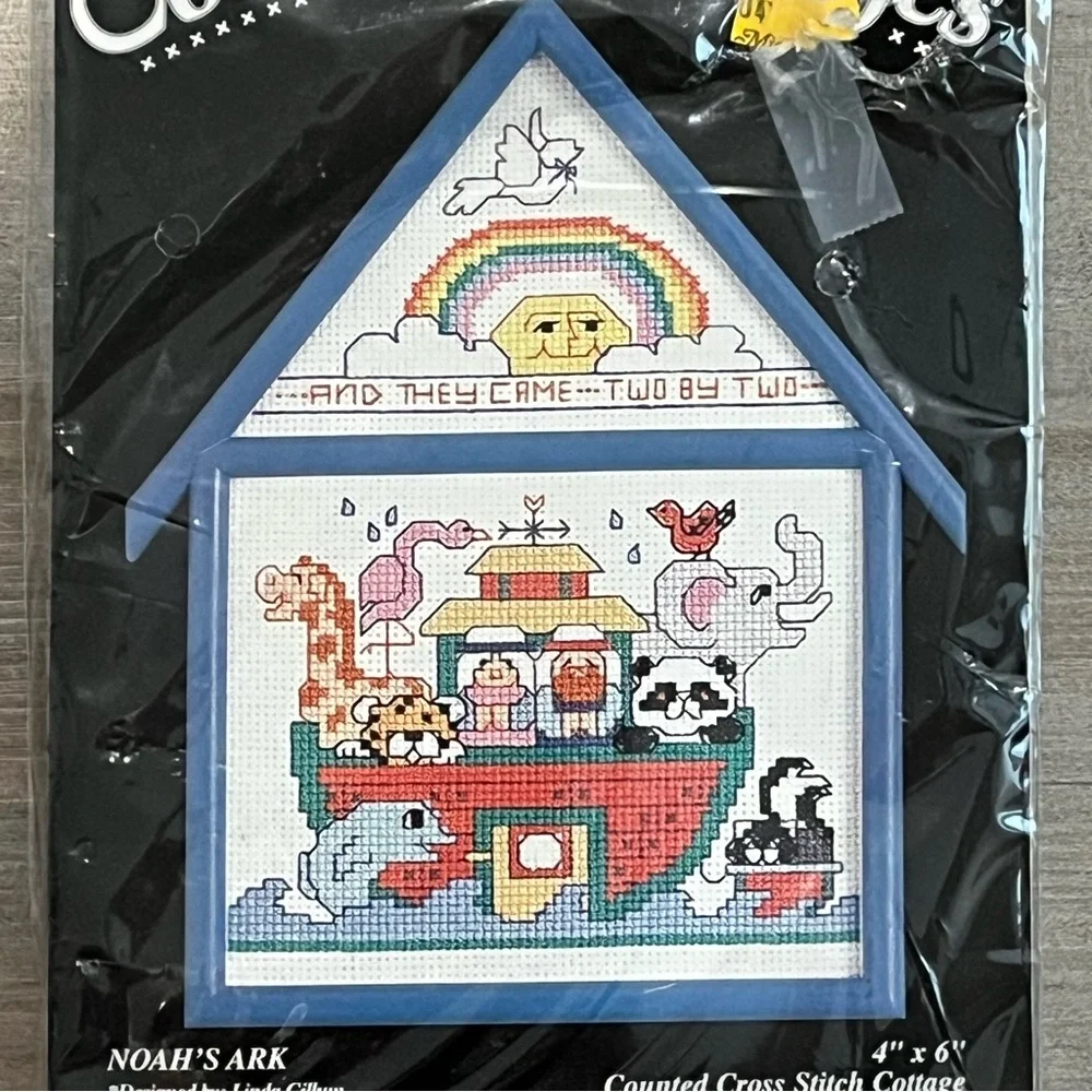 NWT Bucilla “Noah’s Ark” Counted Cross Stitch Kit with Plastic Cottage Frame